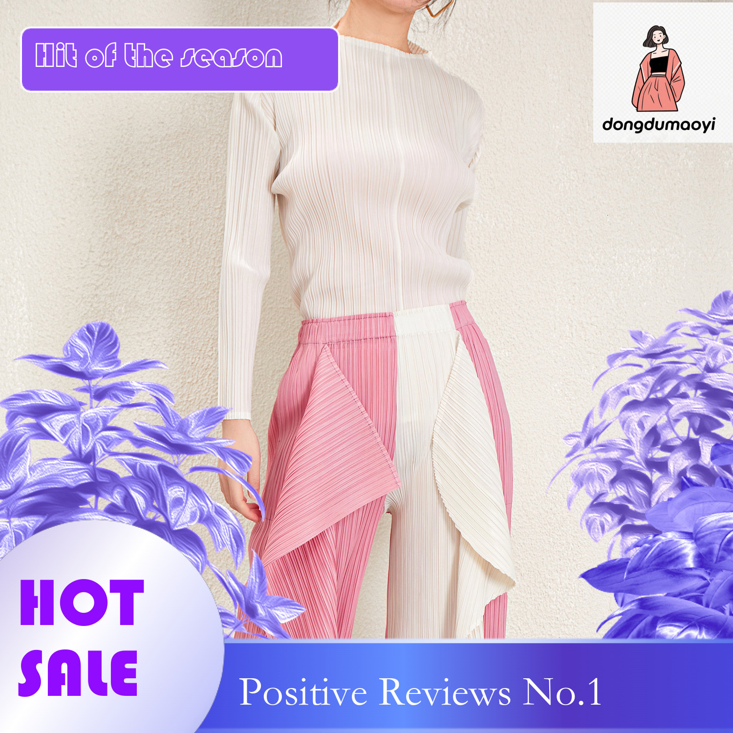 dongdumaoyi Miyake temperament long sleeved T-shirt for women's spring new collection, slim fit and slimming look, inner layer bottom shirt, plea