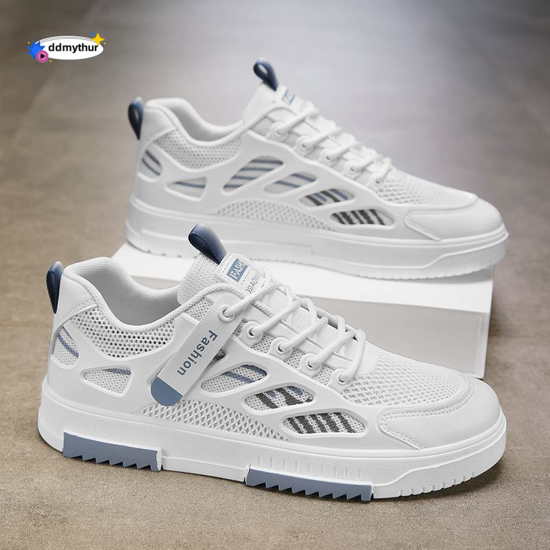 Breathable mesh men's versatile white student sports and leisure board trendy shoes, 2025 summer new style ddmythur