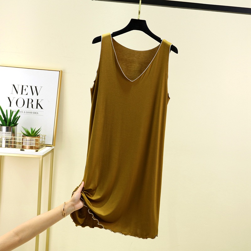 V82160 Large size women's summer nightdress women's summer large size loose sleeveless vest dress dress thin high waist