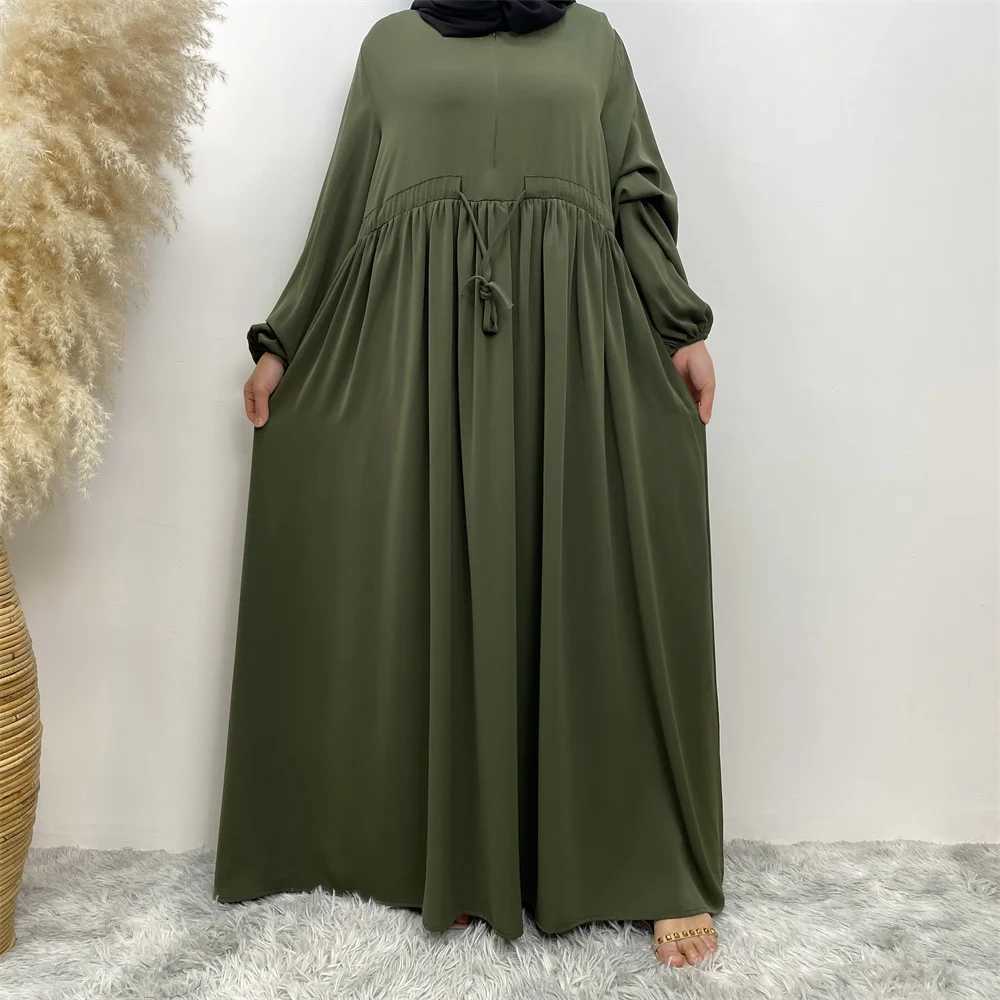 Crepe Prayer Dress New Elegant Modern Maxi Dress High Quty EID Ramadan Modest Abaya Elastic Cuff Islam Women Muslim Clothing X250514