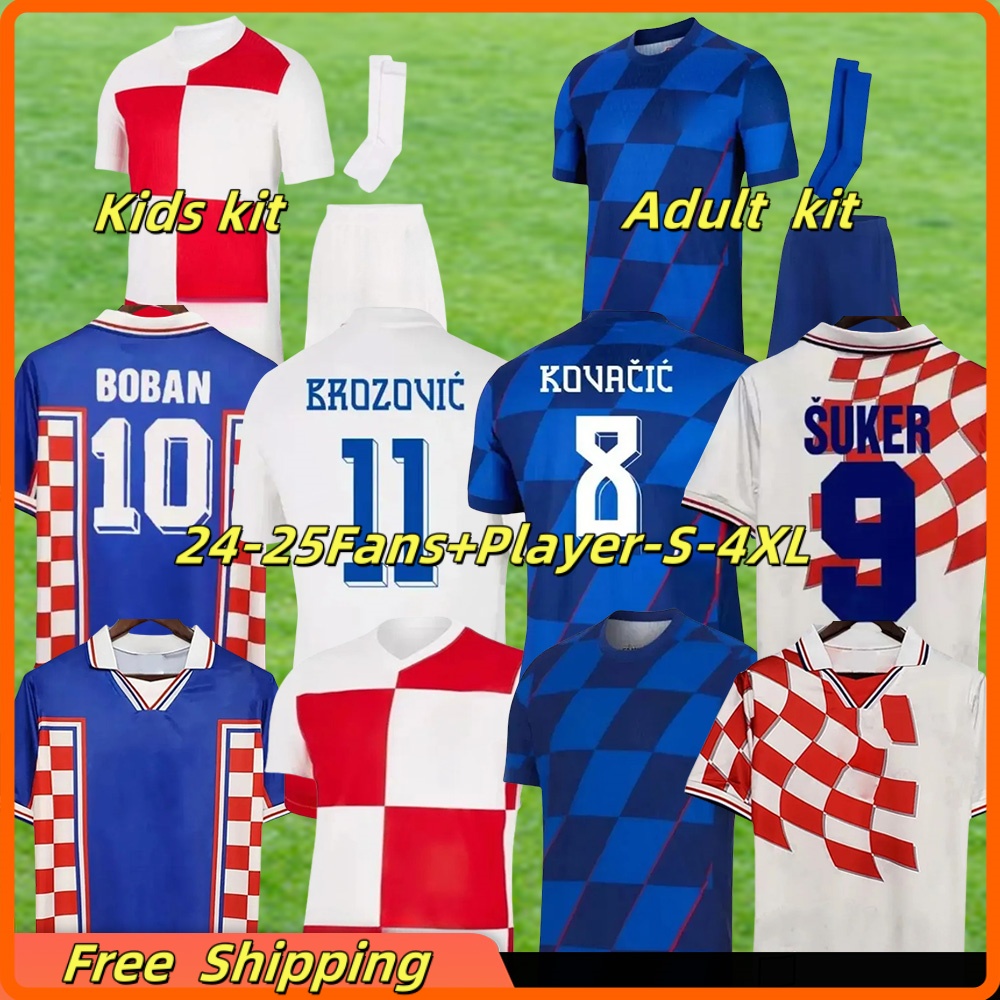 24 25 Euro Croatia Soccer Jersey Cup National Team Football Shirt Men Kids Kit Set Home White Away Blue Men Uniform MODRIC KOVACIC PASALIC PERISIC Retro football kits