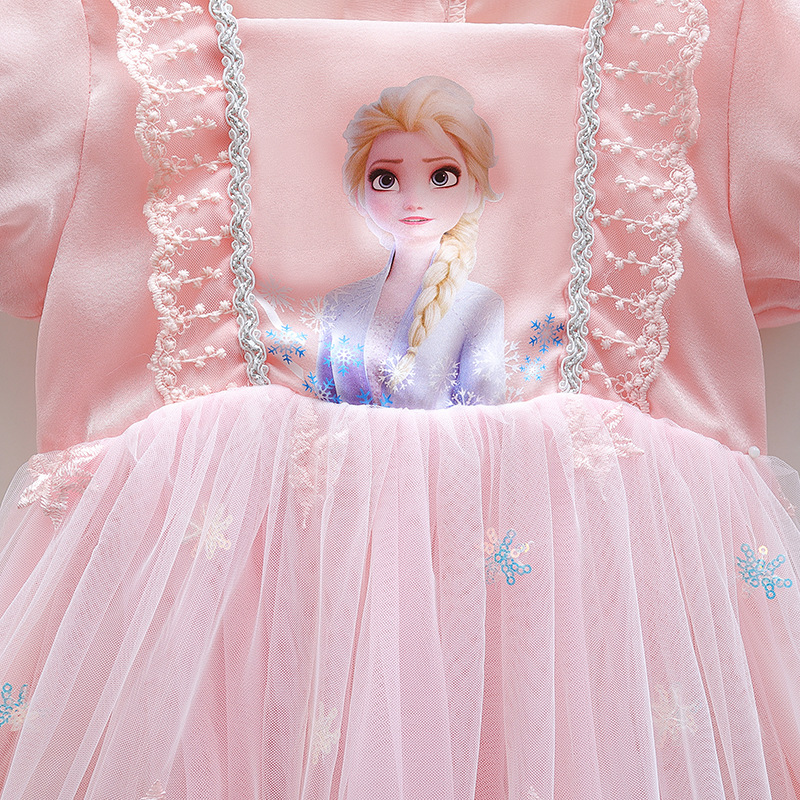 DISNEY Frozen Elsa princess kids designer clothes baby clothes girl dress summer dress baby girl net puffy dress summer outfit