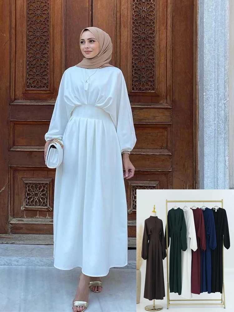 Ramadan White Dubai Linen Abaya Dresses Islamic Clothing For Women Turkey Arabic Muslim Dress Robe Musulmane Femme Vestidos X250514