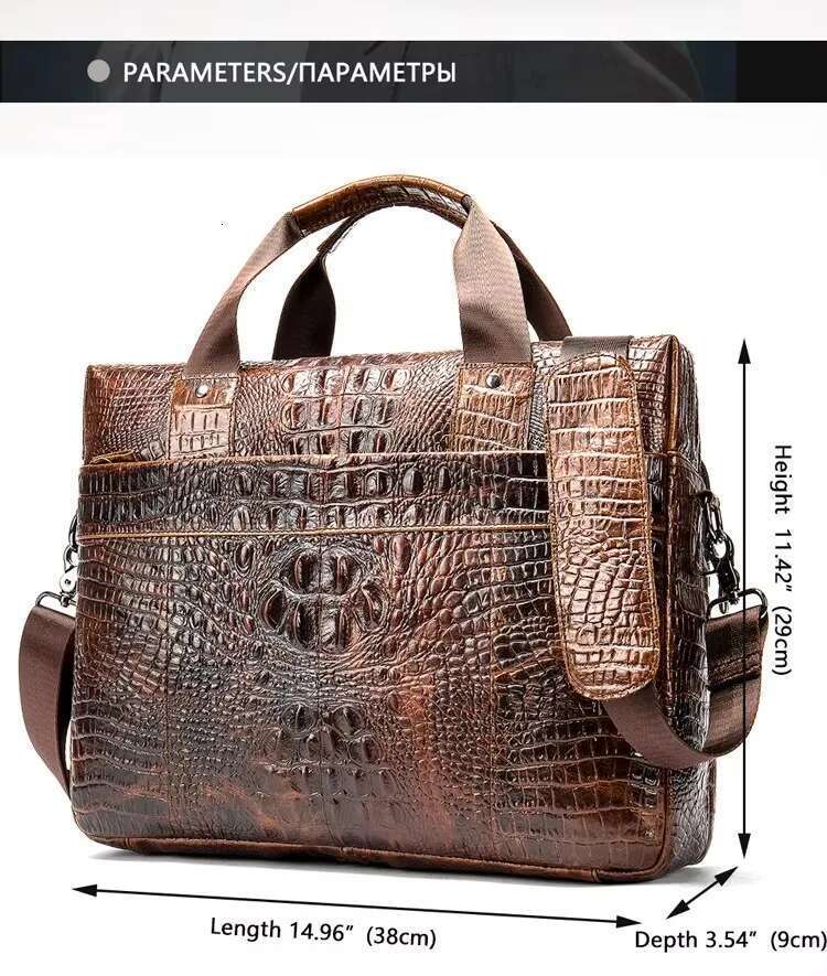 WESTAL Men's Genuine Office For Laptop Bag Leather Briefcase Men Croco Design Computer Bags