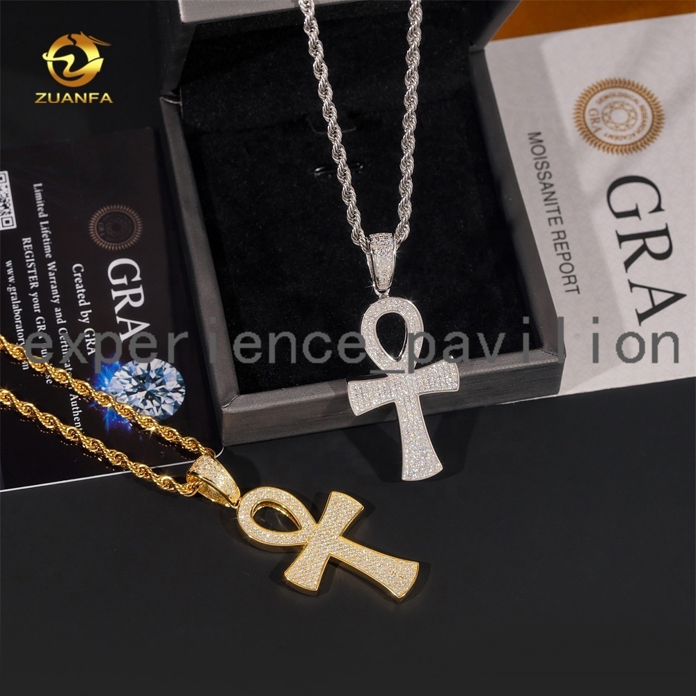 Silver 925 Fine Jewelry Custom Vvs Moissanite Hip Hop Iced Out Jewelry Necklace Cross Pendant
