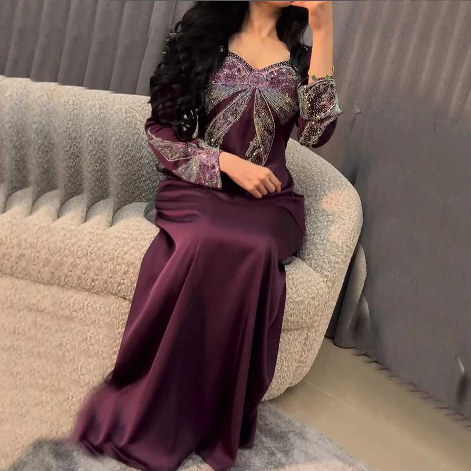 Muslim Long Dress for Women Party Abaya Vestidos Diamonds Ramadan Morocco Dubai 2025 Abayas Kaftan Islam Arab Robe Jalabiya X250514