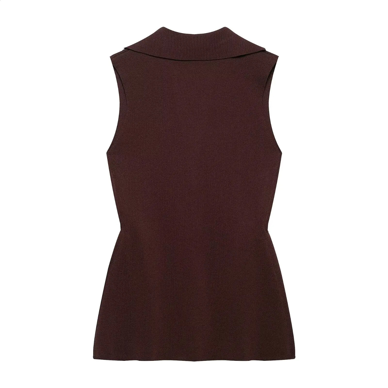 Zevity 2025 Women Fashion Solid Color Pleated Waist Knitting Vest Sweater Female Chic Casual Cardigan Waistcoat Tops SW9041 250506