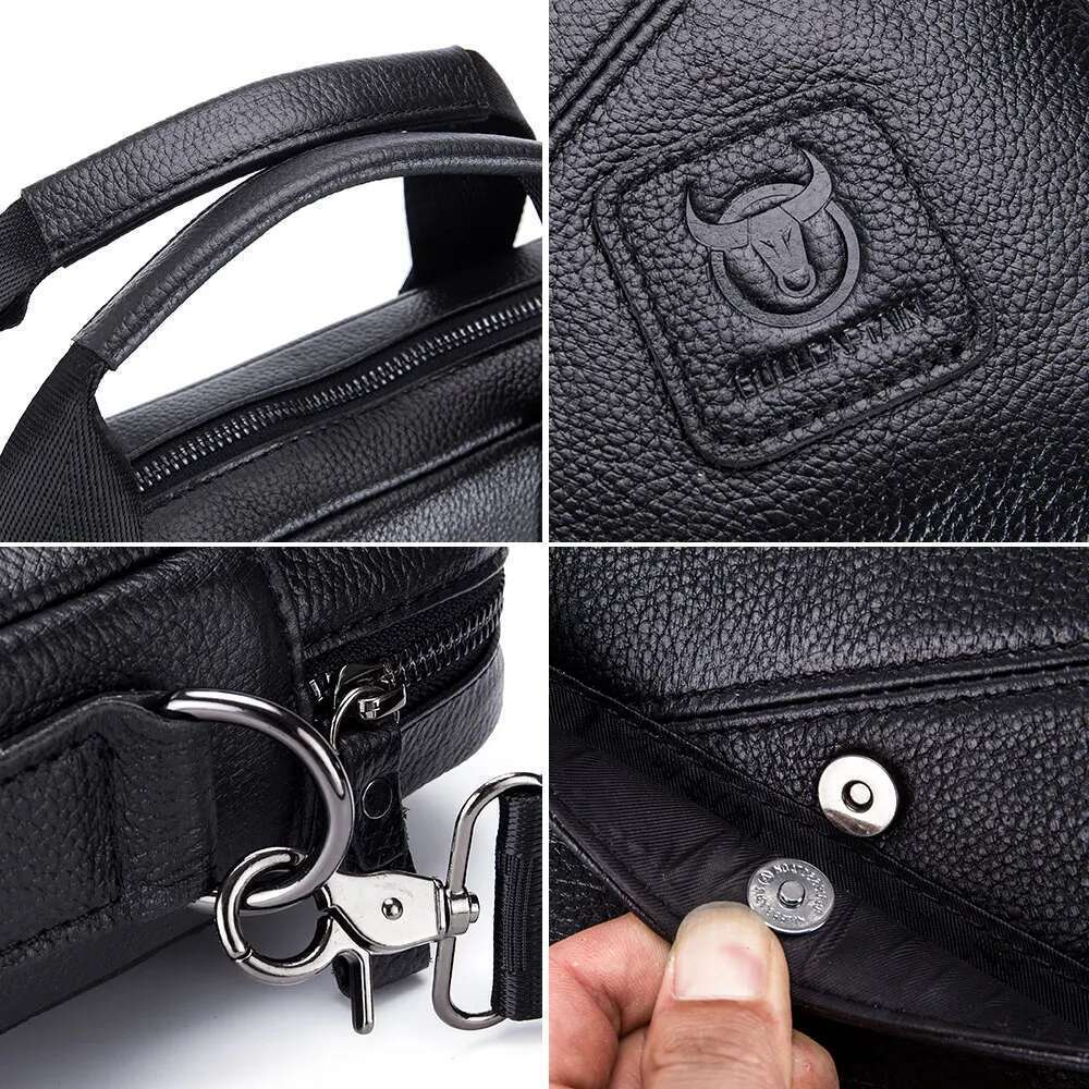 BULLCAPTAIN 2020 Men's Briefcase Business Handbag Can Be Used For 15 Inch Laptop Casual Shoulder Messenger Bags Leather Bag Men