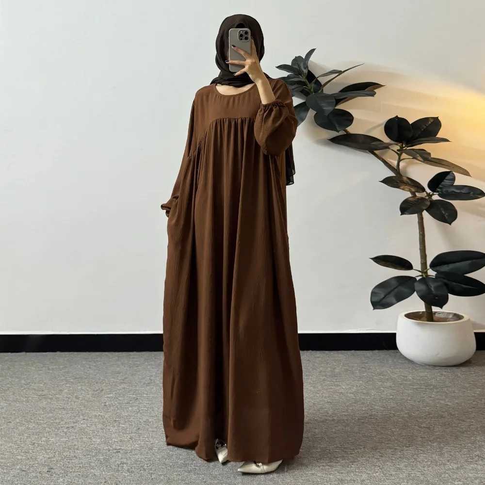 Loose Maxi Prayer Dress Muslim Modest Dresses Jilbabs Full Slve Casual Solid Pockets Robe Long Ramadan Dress Women Abayas X250514