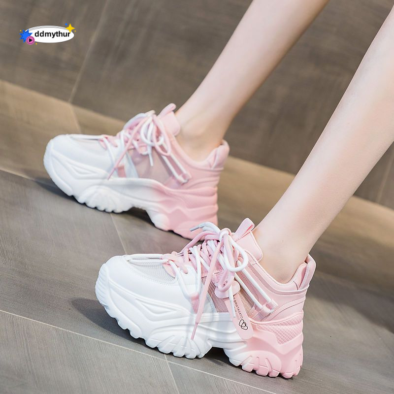 2024 Summer New Dad Versatile Thick soled Thin Sport Little White Breathable Mesh Women's Shoes ddmythur