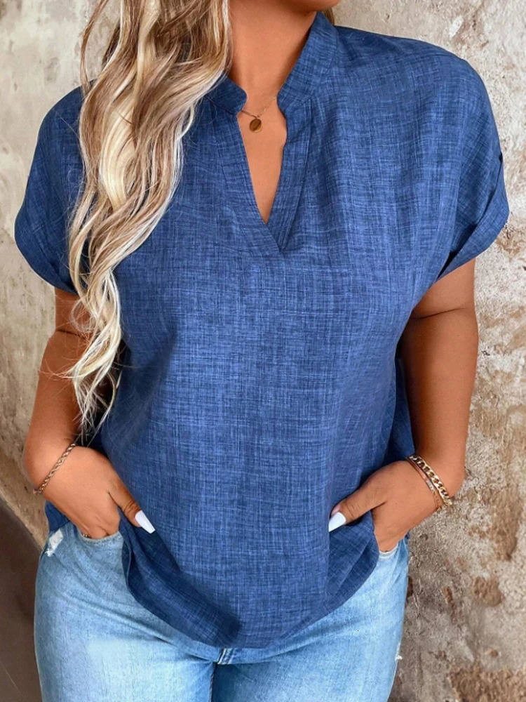 Stylish and Elegant Latest Spring Summer Womens Top with a Notched VNeck Batwing Sleeves 250514