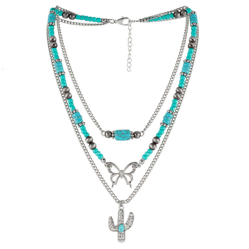 Jewelry turquoise necklace Bohemian style multi-layer layered collarbone chain NK24180