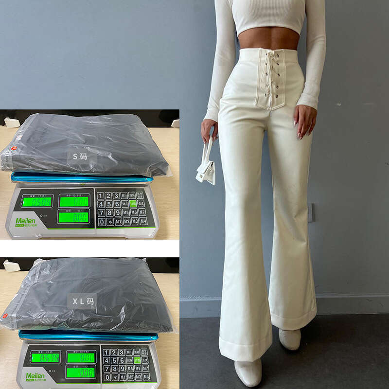Women Pants 2025 Autumn Winter Fashionable and Sexy High Waisted Flared Leather Pants Womens Pants Hot Style Solid Color Printing All-match Model