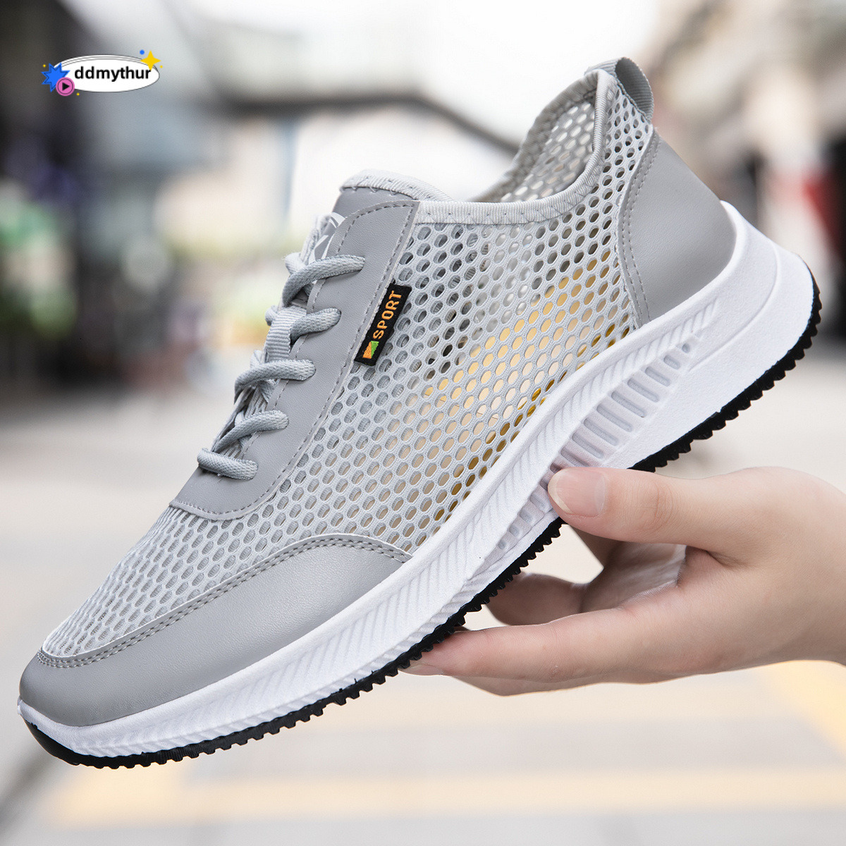 Summer Breathable Thin Soft Sole Student Running Mesh Surface Casual Comfort Hollow Men's Sports Shoes ddmythur