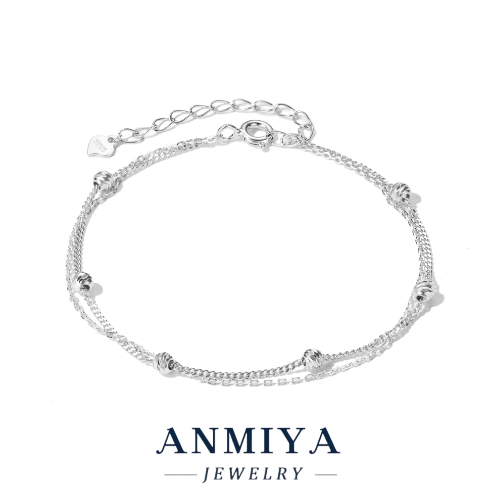 Classic S925 Silver Jewelry Bead Bracelet,Thin Double-Layered Cubic Chain Bracelet,Stackable Bracelet Jewelry