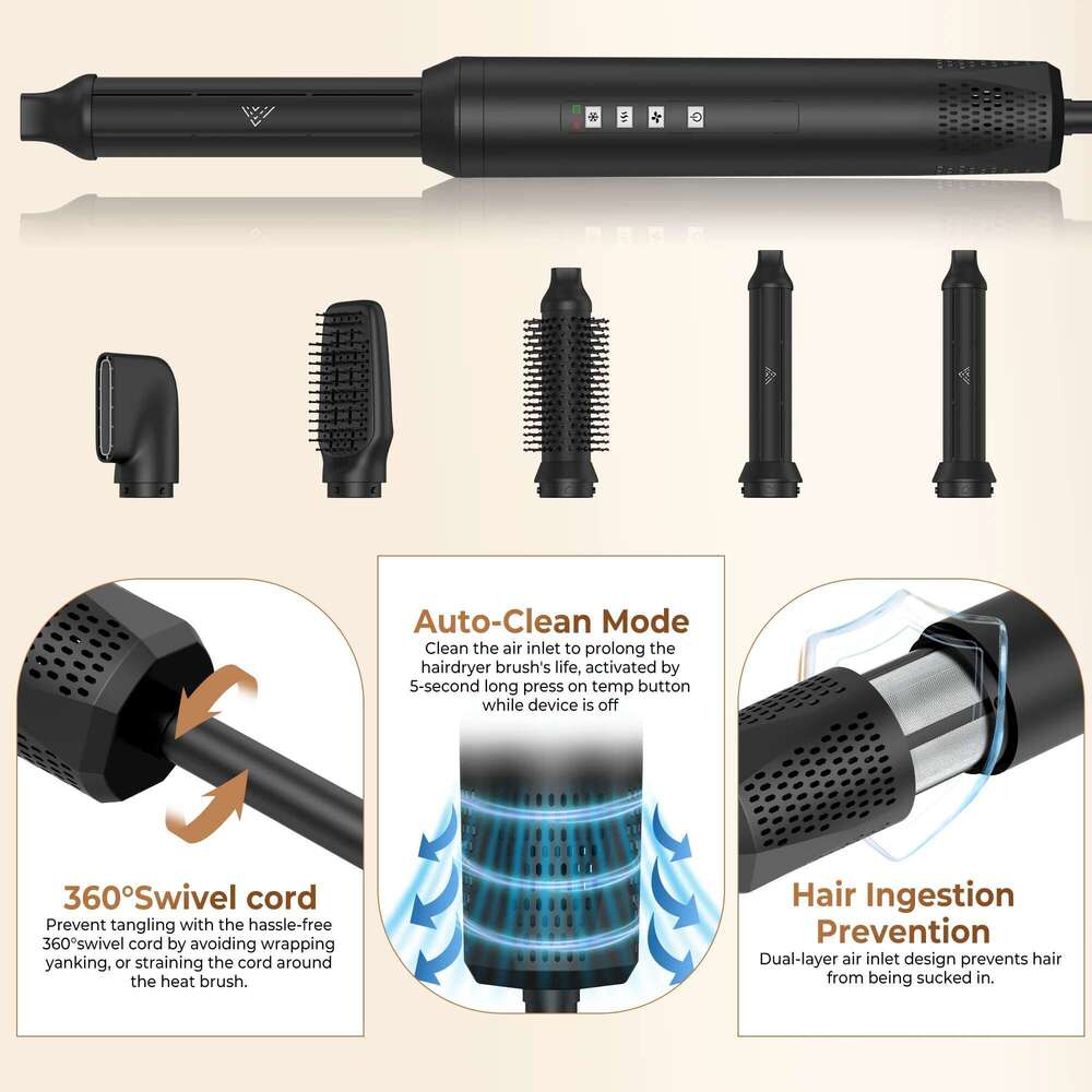 Multistyler 5 In 1 Dryer Curling Iron Straightener Set Hot Air Brush Multi Styler Professional Hair Styling Curler