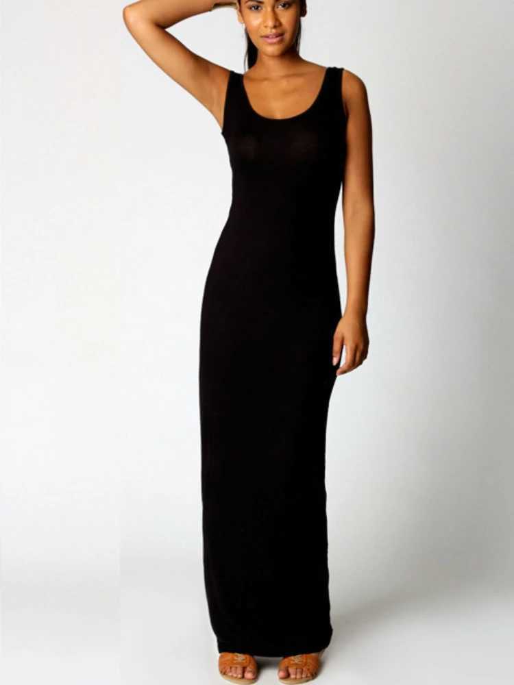 Sexy Solid Color Slim Bodycon Long Maxi Dress Women Elegant Sleeveless Skinny Dress Club Party DressesXJ250514