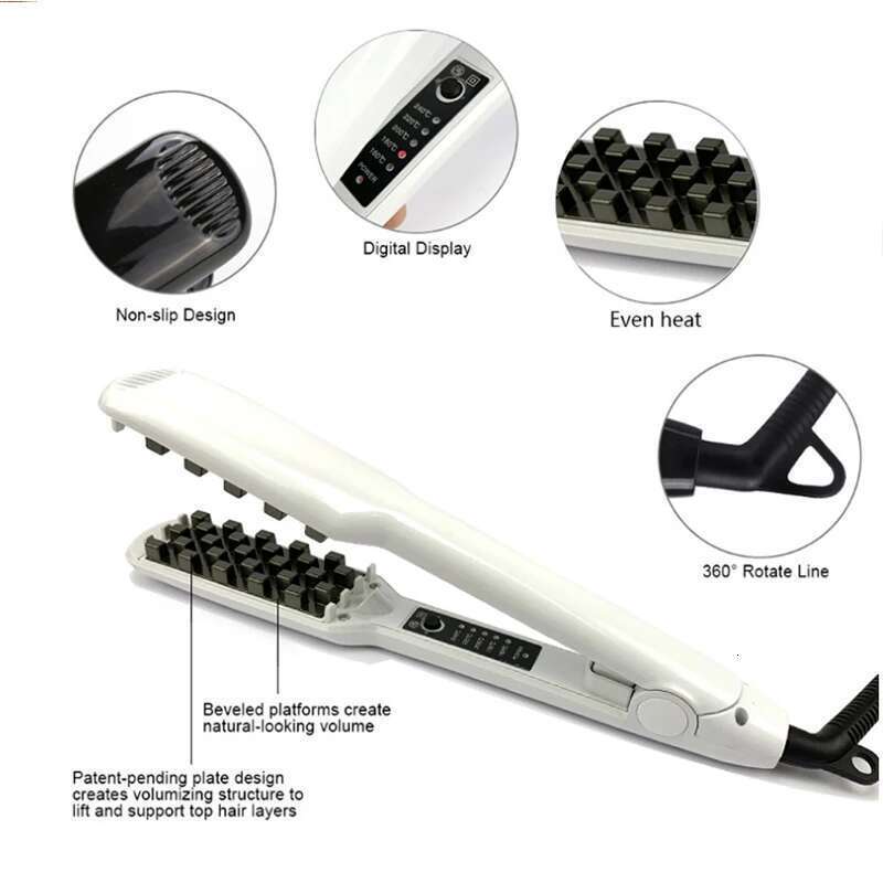 Ceramic 3D Grid Crimper Professional Volumizing Curling Corn Perm Fluffy Splint Flat Iron Hair Styling Tools
