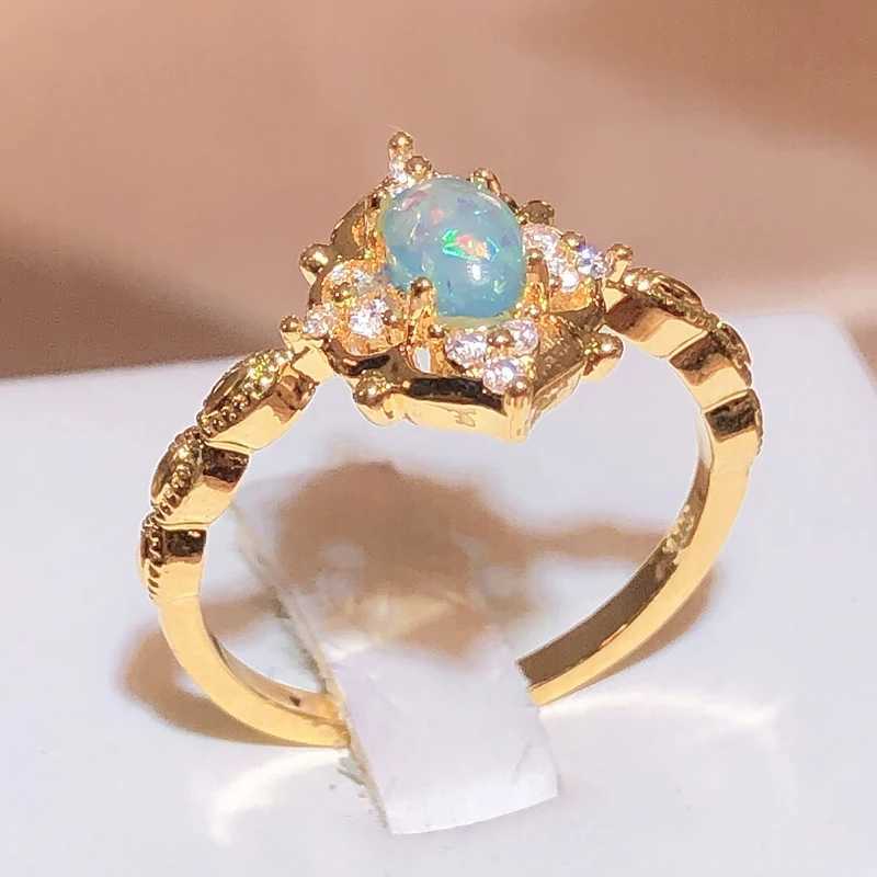 Vintage Rings 925 Silver Jewelry With Opal Zircon Gemstone Gold Color Finger Ring Ornaments For Women Wedding Promise PartyXJ250514