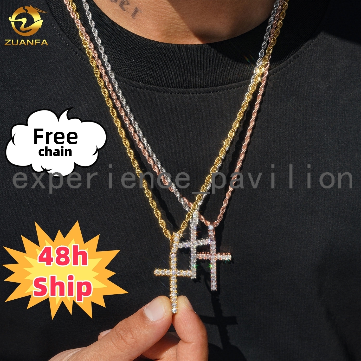 Read Shipping Hip Hop Jewelry Cross Vvs Moissanite Pendant Silver 925 Iced Out Moissanite Iced Out Cross Pendant With Chain