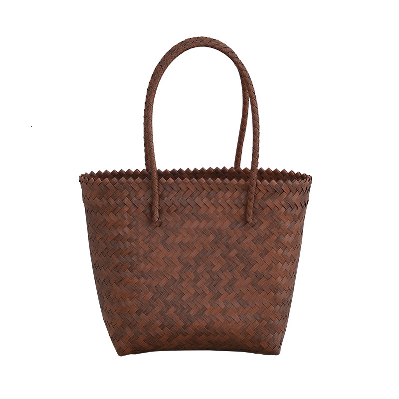 2025 New Handbag Fashion Simple Beach Vacation Straw Bag Designer Women's New Woven Handbag Imitation Vine Weaving Festival Gift Vacation Bag