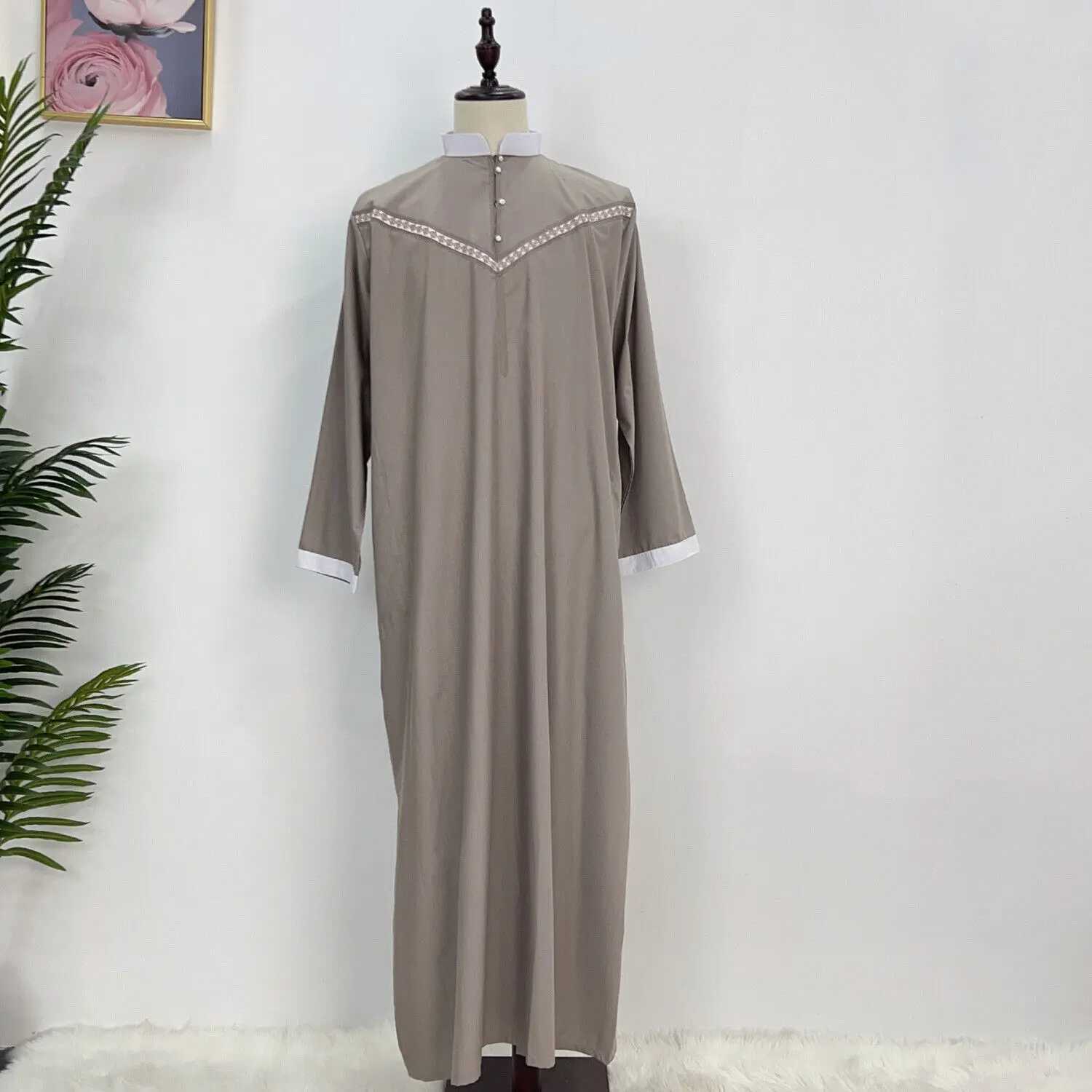 Ramadan Eid Islamic Men Robe Arabic Jubba Thobe Muslim Man Casual Clothing Dubai Abaya Turkey Long Sleeve Dress Middle East X250514