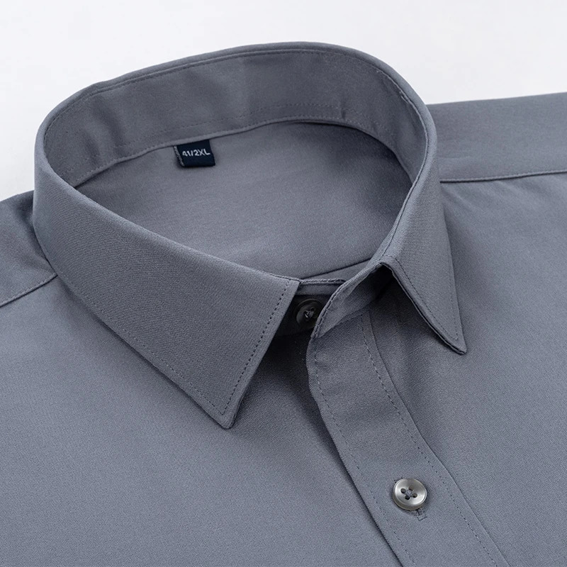 Mens Solid Color Business Shirt Formal Fashion Thin Classic Basic Casual Slim White Long Sleeve Social Clothes 250514