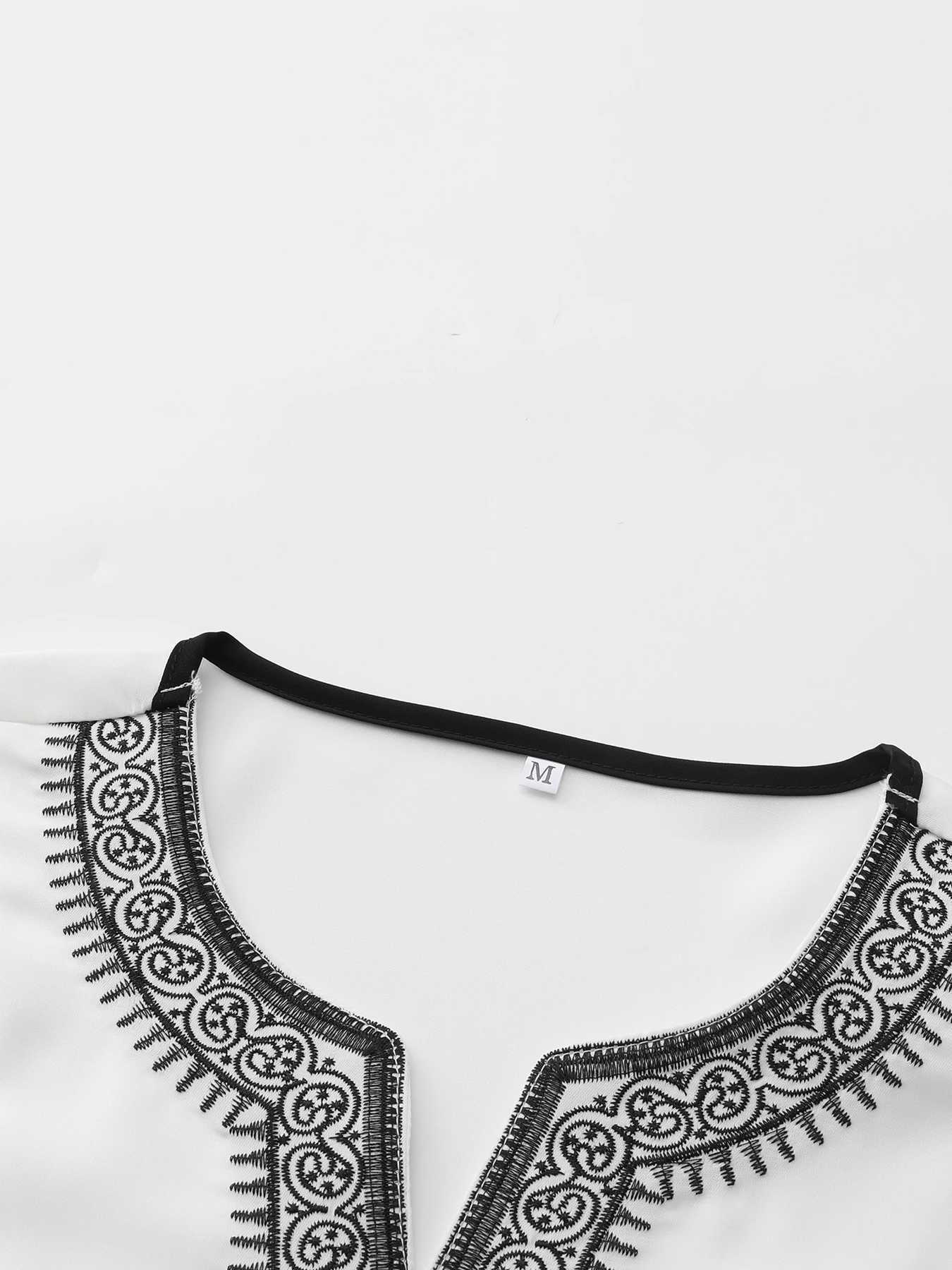 White Muslim Short Sleeve Embroidery Kaftan 2025 New Islamic Garment Elegant Female Summer Clothing X250514