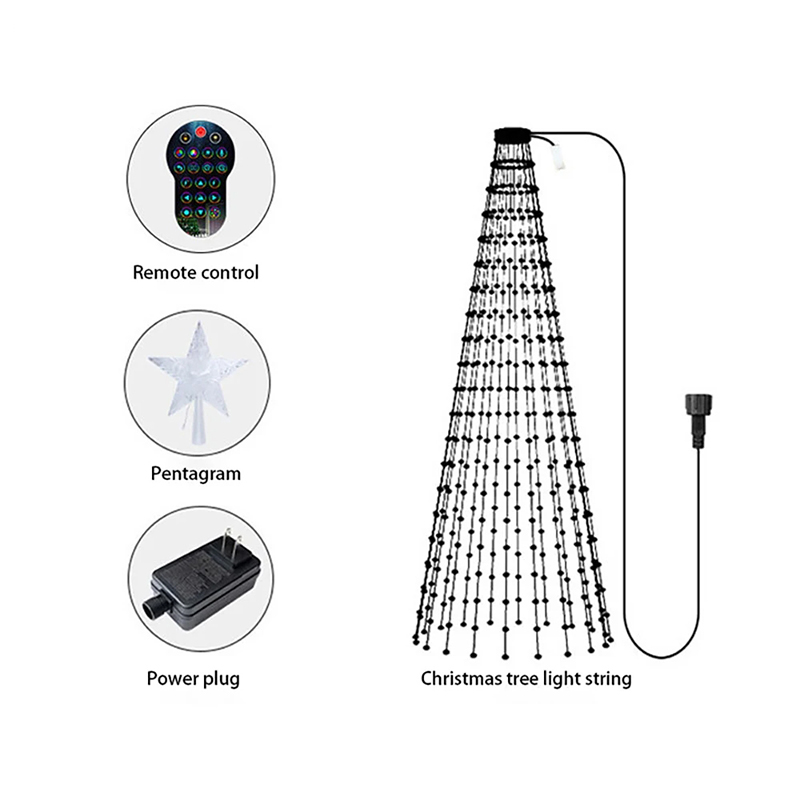 Smart App-Controlled Christmas Tree Lights with Customizable Color Combinations & Timer Switch