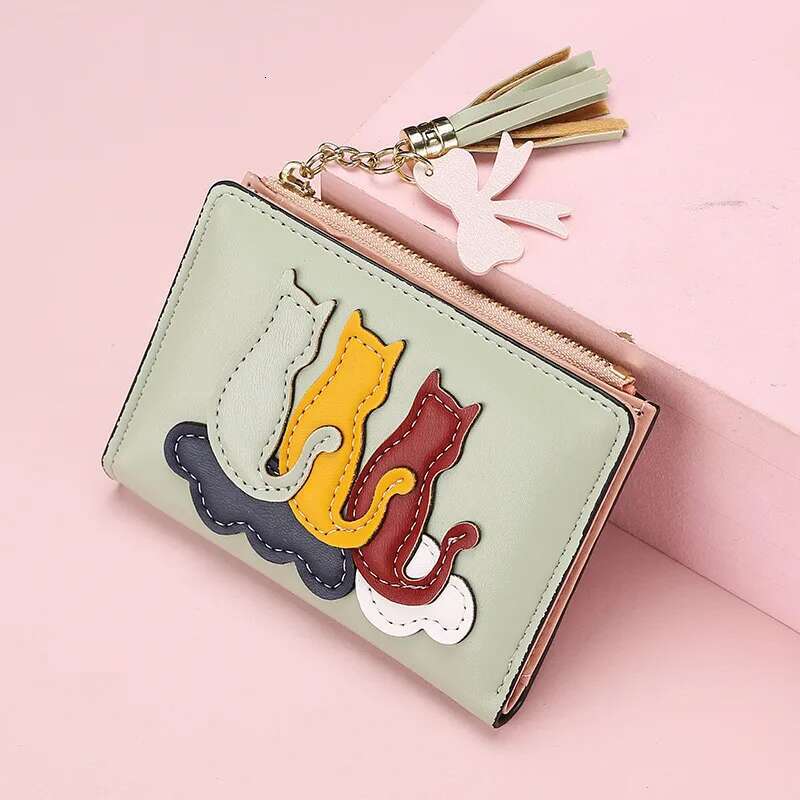 Cute PU Leather Short Women's Wallet Female Small Zipper Coin Purses Money Bags for Student Girls Credit Card Holder Hasp Clutch
