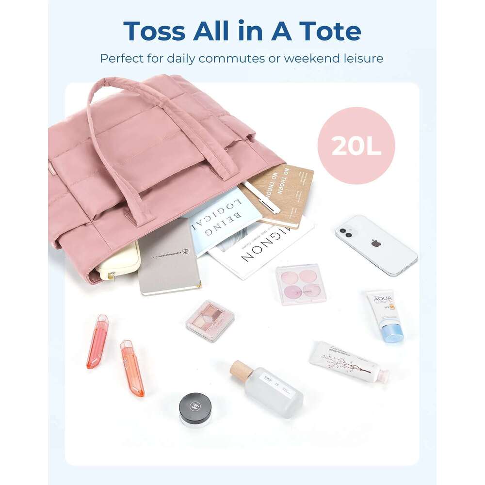 BAGSMART The Bubble Tote Bag Cotton Padded Female Quilting Puffy Shoulder Shopper Purse Simple Daily Handbag Women's Bags