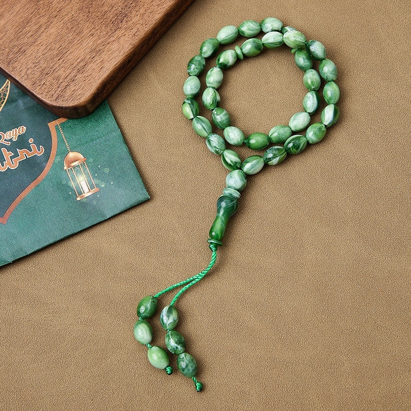 33 Muslim Tabiha Islamic daily prayer beads, straight hair
