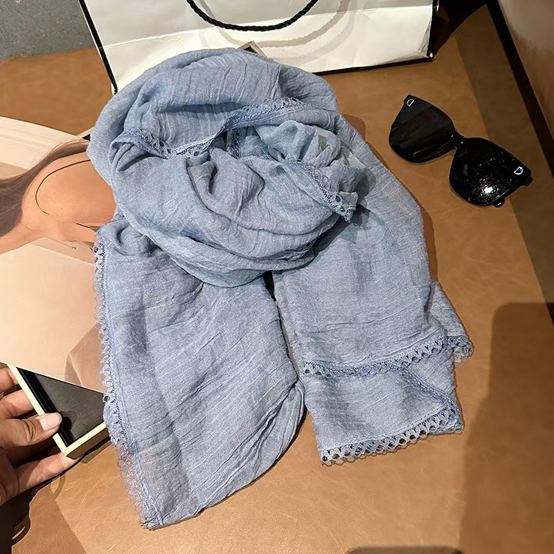 T705 scarf female 2025 autumn and winter new style student small fresh literary solid color silk scarf multifunctional warm shawl neck