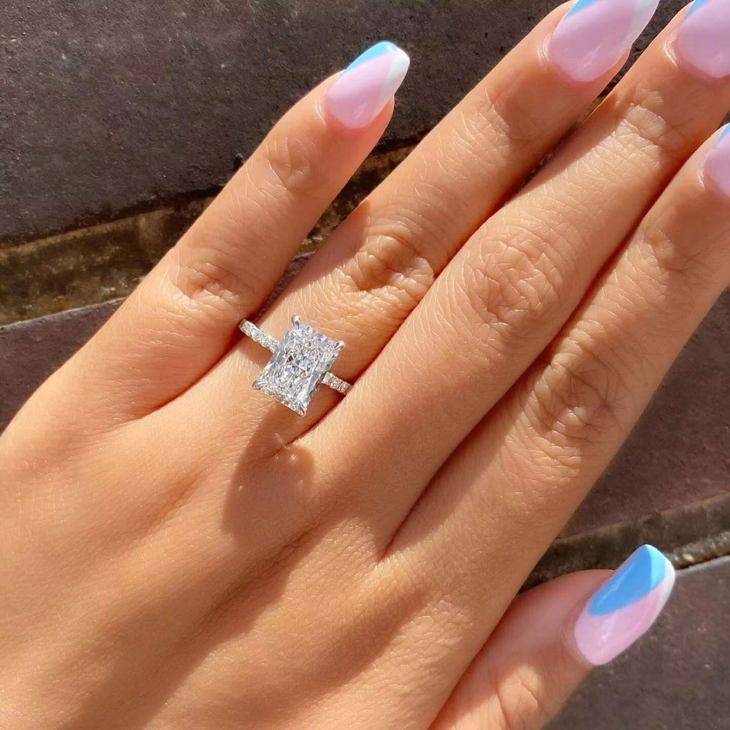 Pass Tester Women Jewelry 3ct Emerald Eternity Ring Engagement Wedding S925 10K 14K18K White Gold Moissanite Diamond Ring