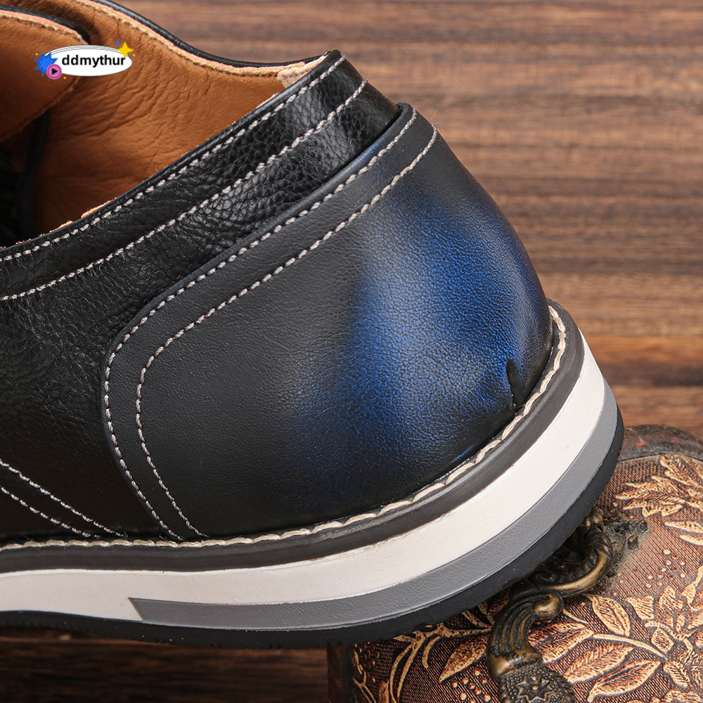 Large Single Colored Breathable Men's Comfortable Casual Leather Shoes ddmythur