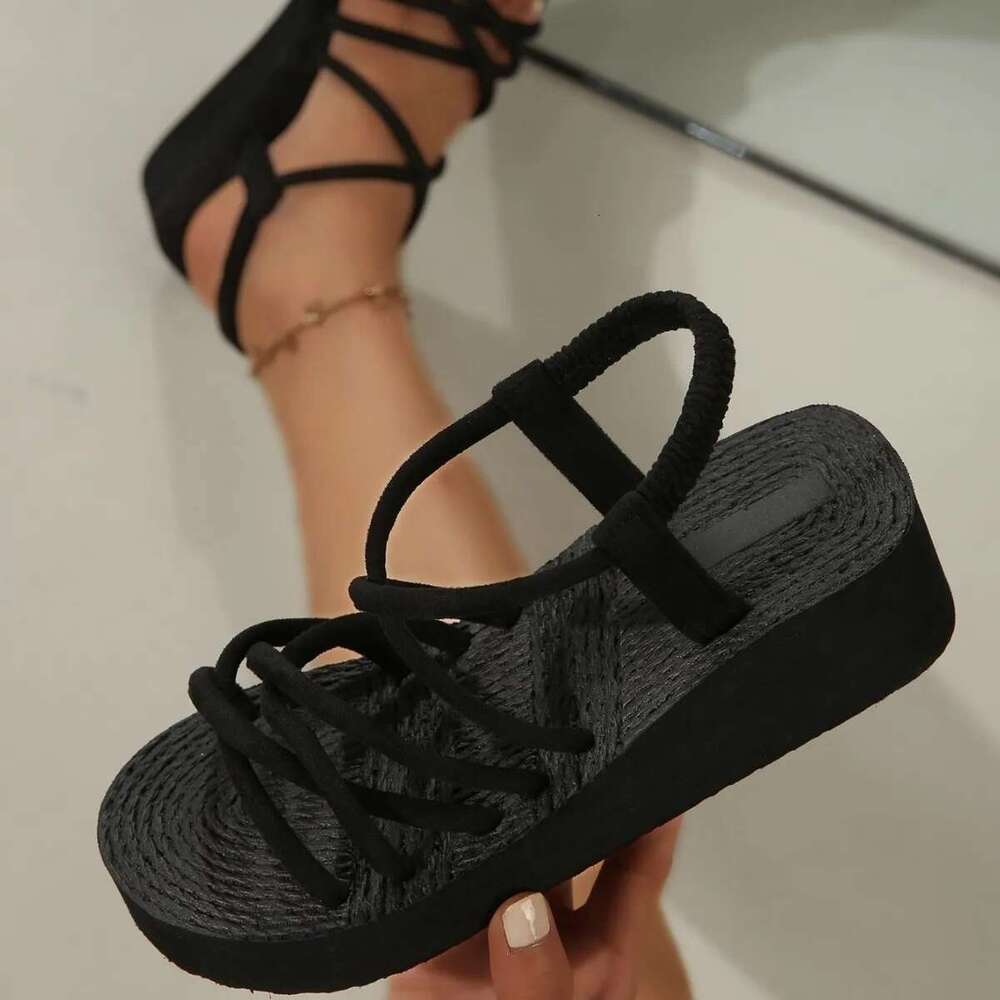 Women Summer Sandals Leisure Wedges Shoes Soft EVA Sole Light Weight Elastic Back Strap Girls Student Platform Sandalias