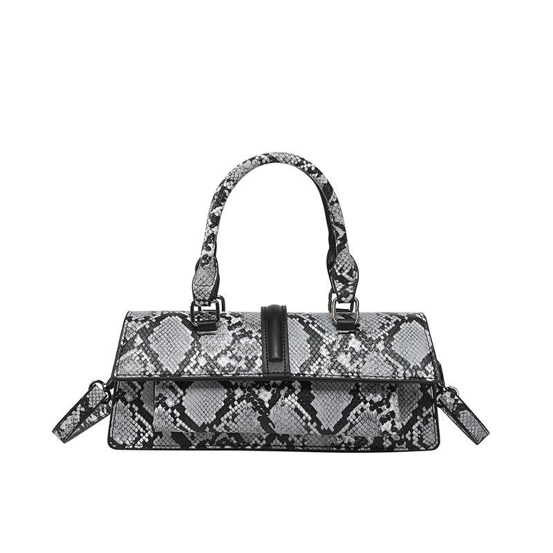 Designer Pack Handheld Small Square Female Trend Niche Design Texture French Stick Bag Western Style Snake Pattern Single Shoulder Crossbody Bag Free 
