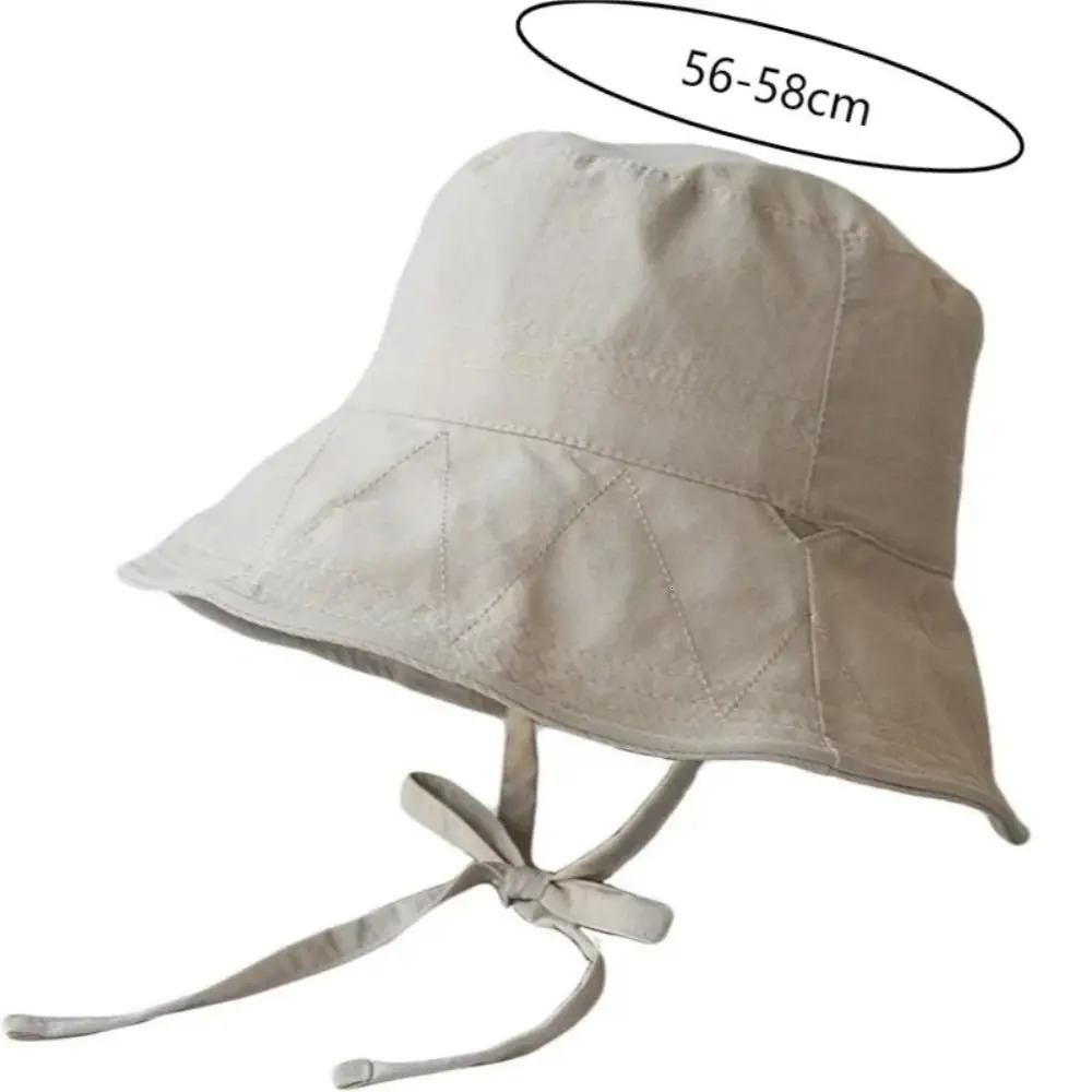 Windbreak Rope Fisherman Hat Solid Color Sunscreen Hat Summer Outdoor Thin Sunshade Basin Hat Lace-up Tie Bucket Cap 250514