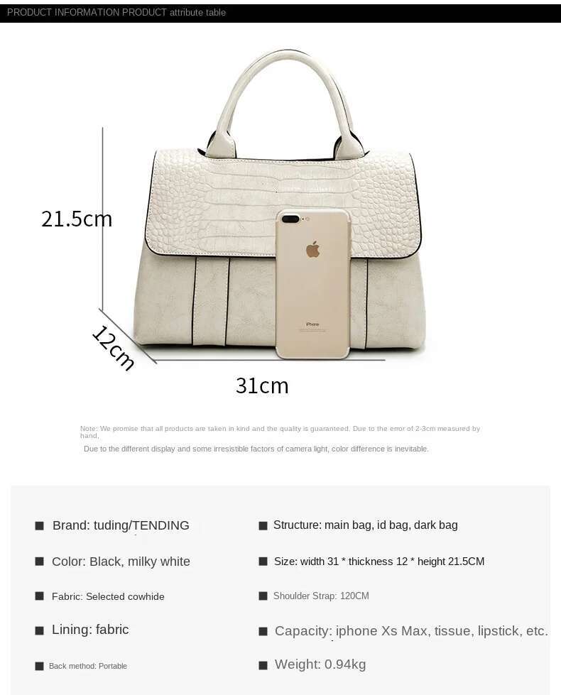 Genuine Leather Women's Handbags 2024 Fashion Lady Briefcase Large Capacity Crocodile Pattern Shoulder Crossbody Bags
