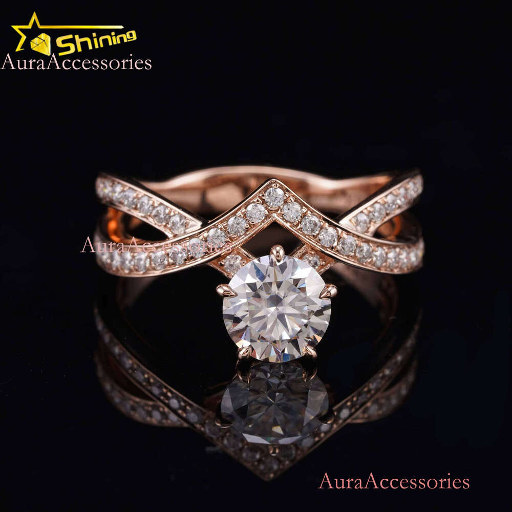 High Quality Handmade Wedding Band Design 14K Gold Lab Grown Dia Jewelry Women Real Moissanite Ring
