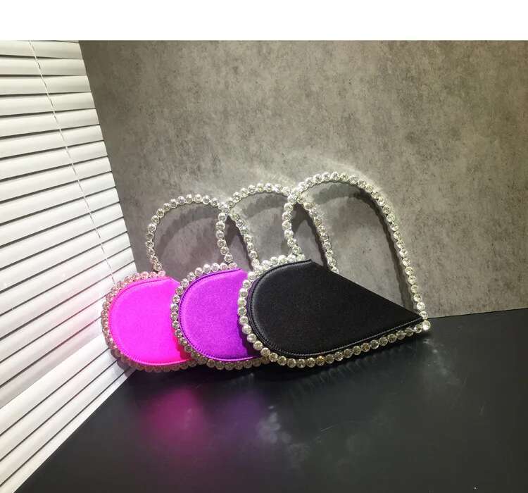 New Heart Shape Rhinestone Party Day Clutches Crystal Handbags For Wedding Gift Purse Women Prom Dinner Purses Bag