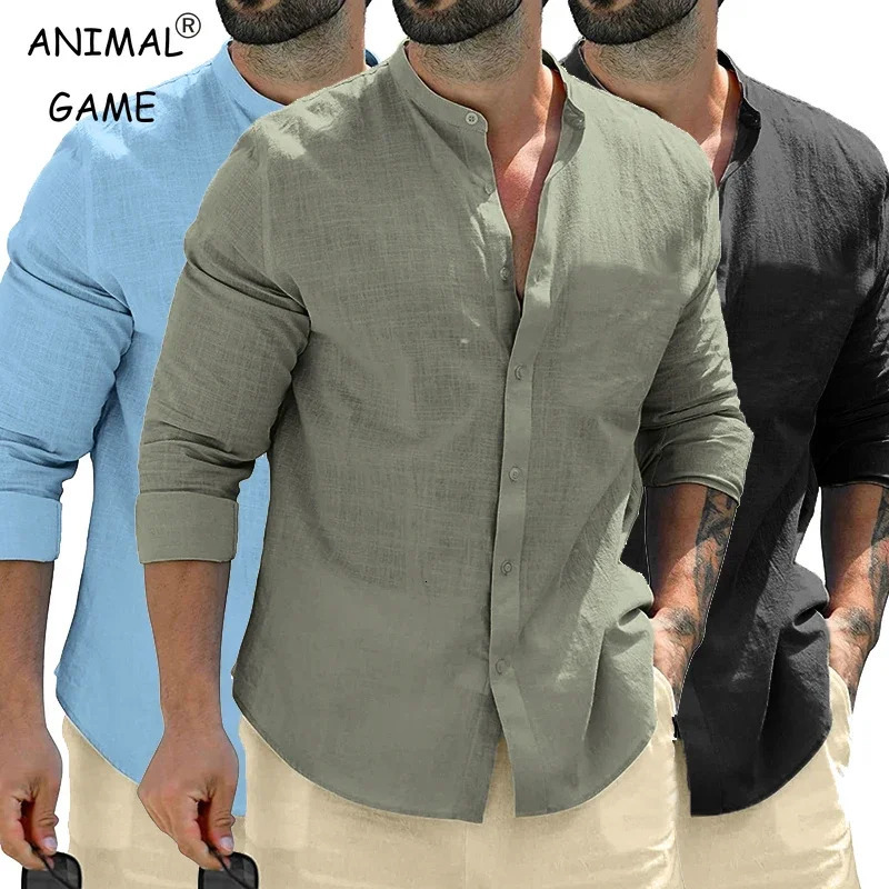 Autumn Mens Long Sleeve Shirts Cotton Business TShirts Men Breathable Solid Color Streetwear Button for White Shirt 250514