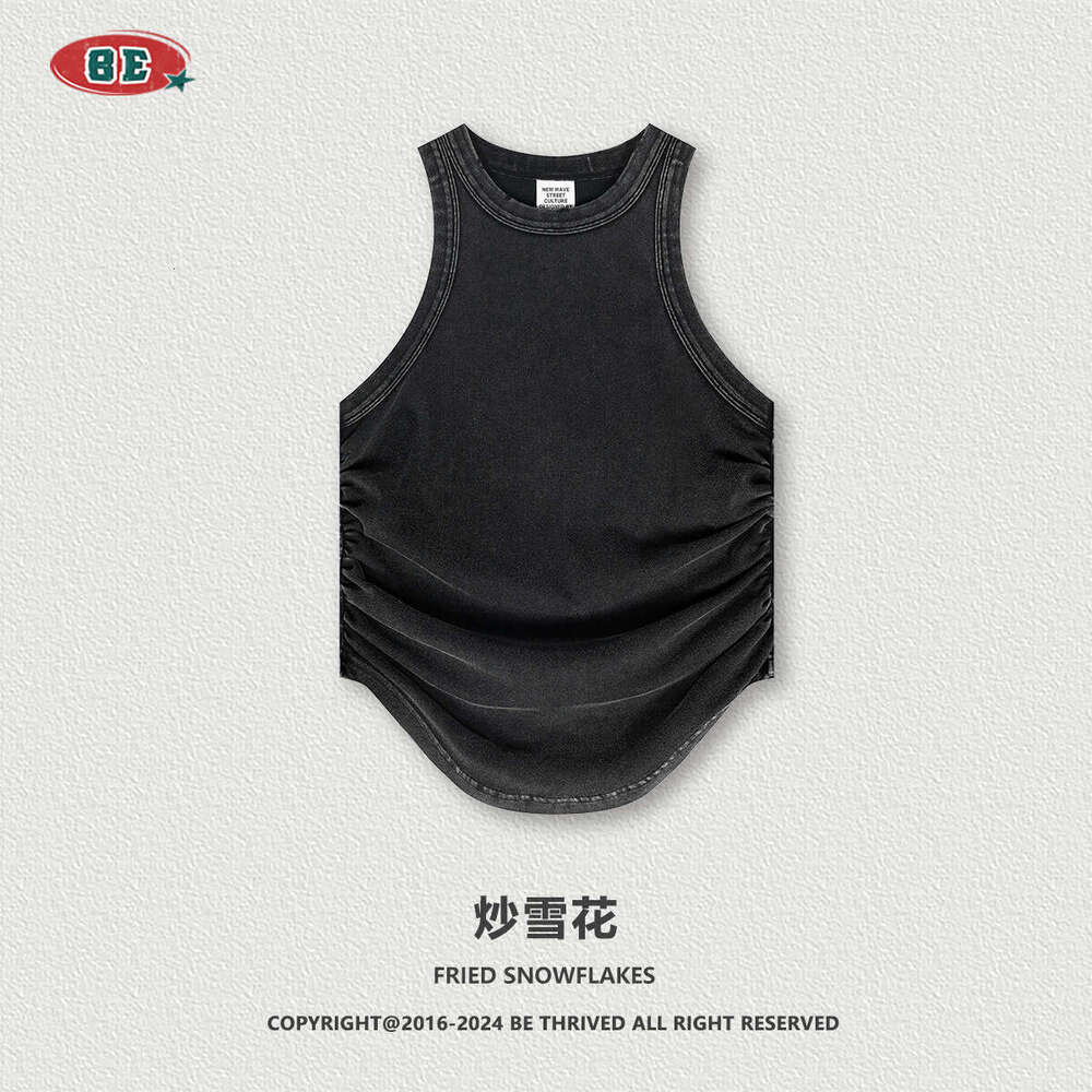 BE | 2025 Spring/Summer New American Street Hot Girl Style Women's Wear Sexy Pure Desire Wrinkle Tank Top for Women