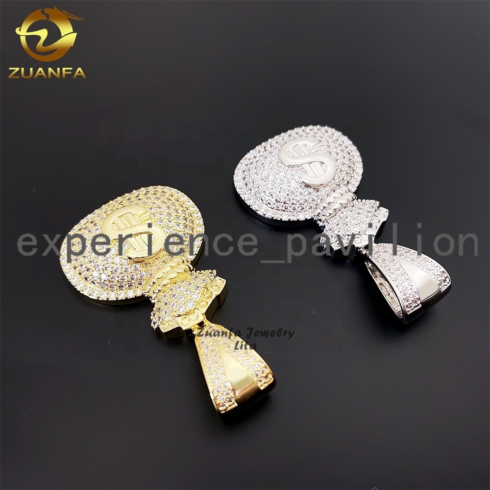 Fine Jewelry Custom Iced Out Pendants Charms Money Bag 925 Silver Moissanite Diamond Pendant