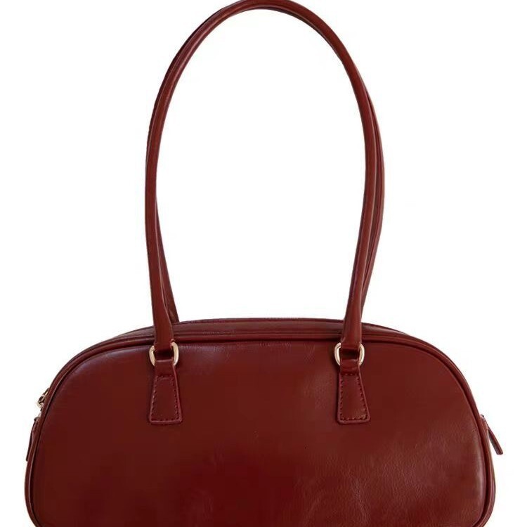 2025 New Style Bag Korean Edition Autumn/Winter New Style Women's Oil Wax Leather Designer Advanced Retro Versatile One Shoulder Armpit Bag, Fren