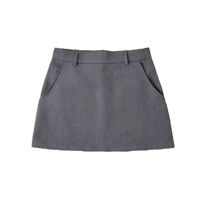 Mooyufon Women Fashion Solid Back Zipper ALine Mini Skirt Vintage High Waist Female Chic Lady Skirts 250514