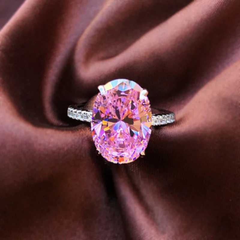 Luxury Oval 5ct Topaz Finger Ring 925 Sterling Silver Party Wedding Band Rings for Women Men Promise Engagement Jewelry GiftXJ250514