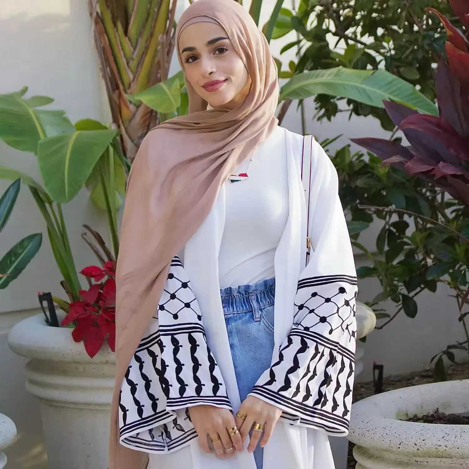 Fashion Embroidery Kimono Oversized Muslim Robe Abaya Syari Female Full Length Belted Muslim Abaya Open Front Abayas Robe Kaftan X250514