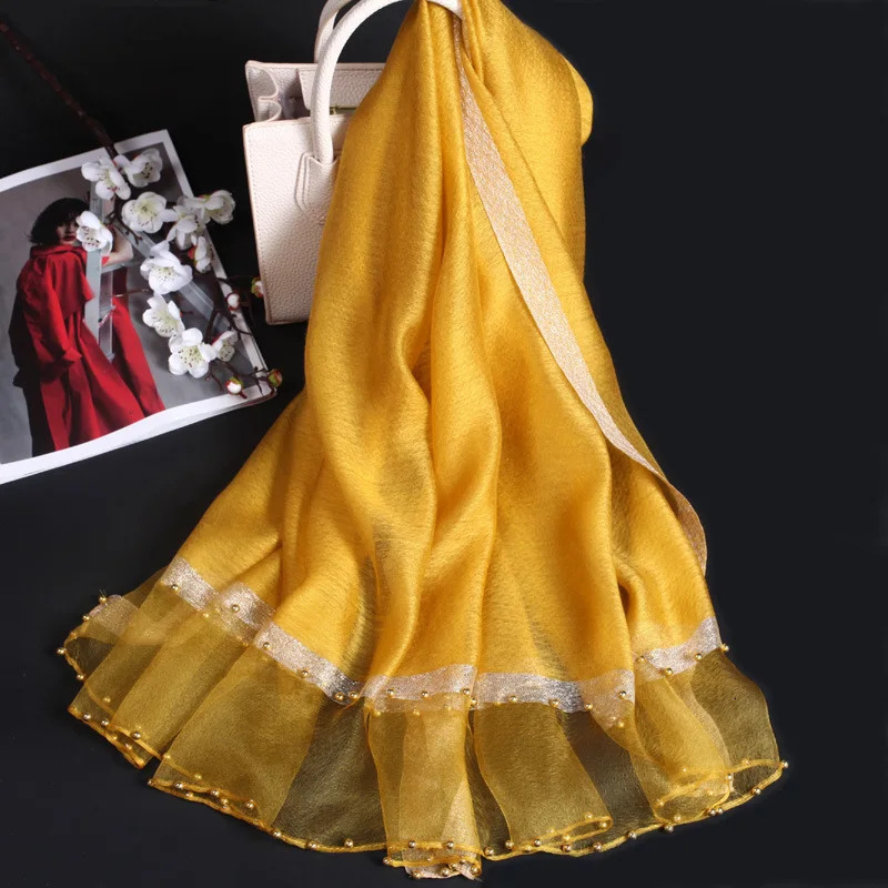 2025 Women Fashion Scarf Plain Solid Silk Linen Shawls Scarves Summer Lady Bandanas Foulard Hijab 250514