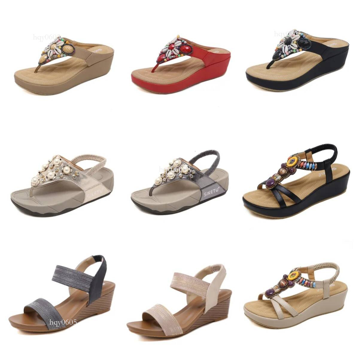 Top quality Brand High Quality New Style Free Delivery Designer GAI Bohemian Sandals Women Slippers Wedge Gladiator Sandal Womens Elastic Beach Shoes 